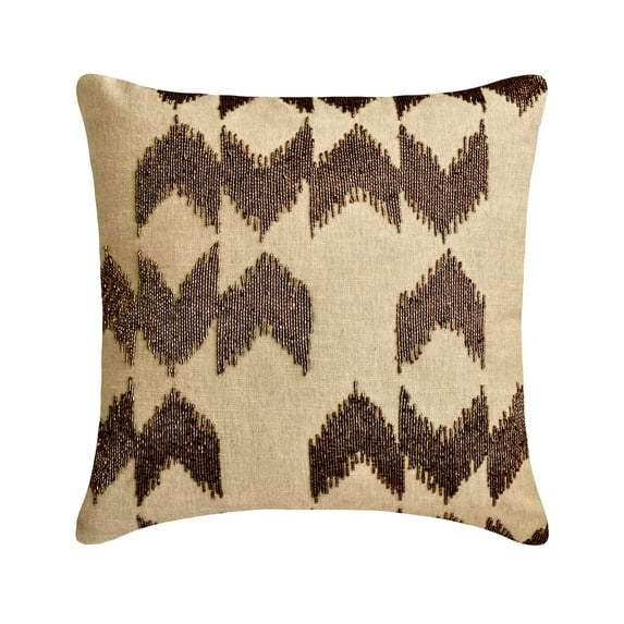 Cushion Covers For Couch, Brown 14"x14" (35x35 cm) Pillow Covers, Linen Beaded Throw Pillows For Sofa, Abstract Pattern Modern Style - Altitude