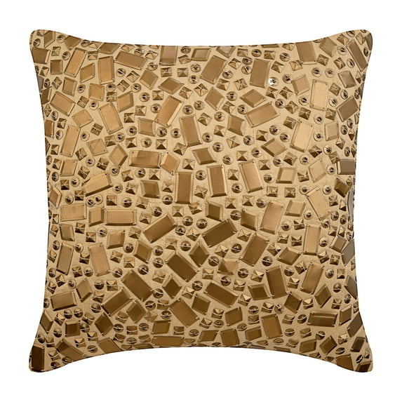 Cushion Covers, Gold Decorative Throw Pillow Covers 16x16 inch (40x40 cm), Silk Throw Pillows For Couch, Abstract, Modern Designer Sofa Pillow Covers - Melodrama