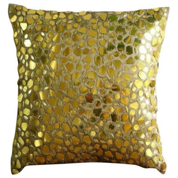 Cushion Covers, Gold Pillow Cover For Sofa 16x16 inch (40x40 cm), Silk Throw Pillow Covers, Abstract, Modern Designer Pillowcases - The Gold Mosiac