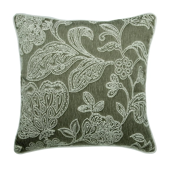 Cushion Covers, Grey 16"x16" (40x40 cm) Couch Pillow&nbsp;Cases, Jacquard Embroidery Zippered Pillow Covers, Nature & Floral Pattern Victorian Style - Vintage Tender