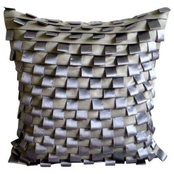 Cushion Covers, Grey Throw Pillow Cover Couch, Modern Cushion Cover, 12x12 inch (30x30 cm) Pillow Cover, Faux Suede Square Pillow Cover, Pintucks Ribbon Loops - Musical Harmony