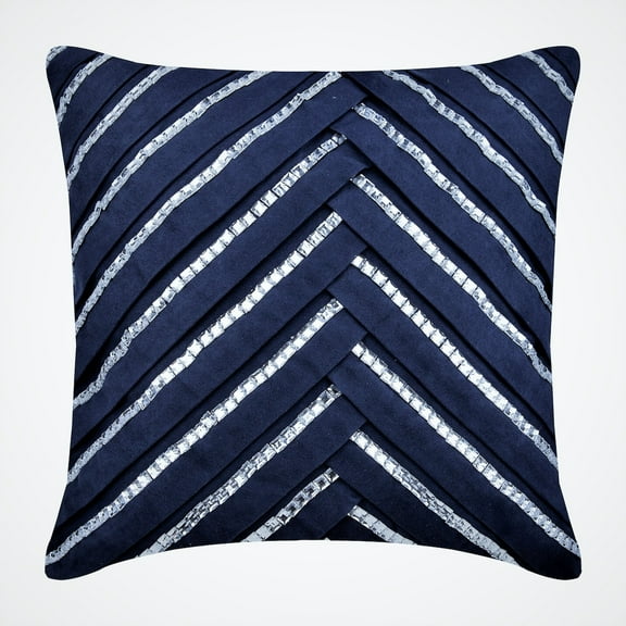 Cushion Covers, Navy Blue Decorative Sofa Pillow Covers 16x16 inch (40x40 cm), Suede Pillowcases, Striped, Pintucks, Textured, Modern Designer Toss Pillow Covers - Popeye The Sailor