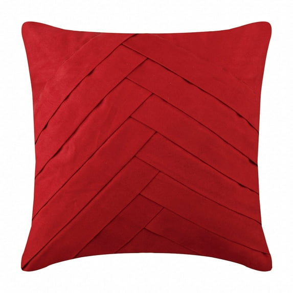 Cushion Covers, Red Pillow Covers, Solid Pillow Covers, 12x12 inch (30x30 cm) Pillows Cover, Faux Suede Square Cushion Covers, Textured Pintucks Solid - Red No Limits No Lines