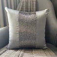 thumbnail image 1 of Cushion Covers, Silver Cushion Covers, Metallic Beads Centered Pillows Cover, 14x14 inch (35x35 cm) Pillow Covers Decorative, Square Silk Pillow Covers, Solid, Modern - Silver Center, 1 of 10