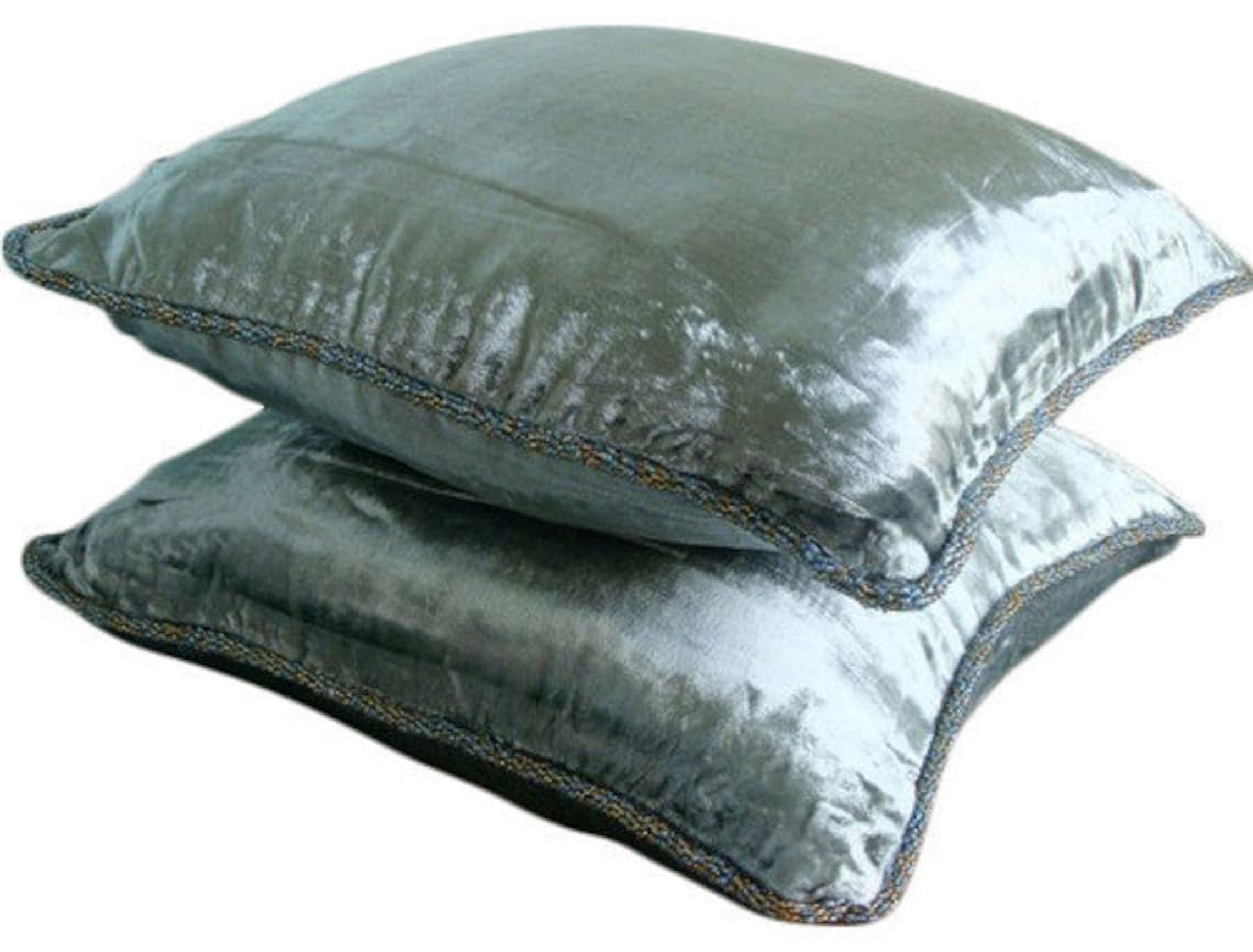 Cushion Covers, Silver Pillow Case, Solid Color Beaded Cord Throw Pillows Cover, 14x14 inch (35x35 cm) Decorative Pillow Cover, Square Velvet Pillowcase, Solid - Silver Shimmer