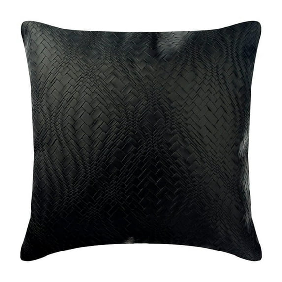 Cushion Covers, Textured Pillow Cover, 16x16 inch (40x40 cm) Faux Leather Pillowcase, Square Black Throw Pillows Cover, Couch Cushion Cover, Halloween Decorations - Black Diamond