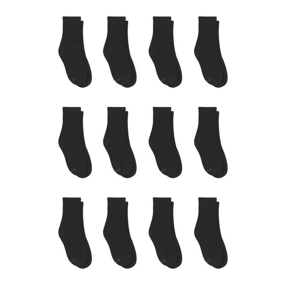 Crew Socks Pack, 12 Pairs, Double Tough Moisture-Wicking Boys' Socks, White