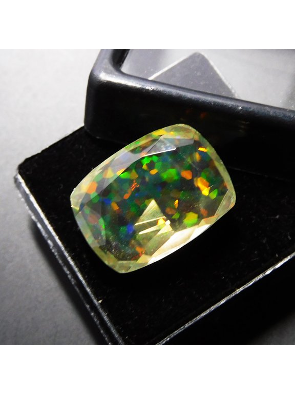Cushion Cut 12.45 Ct Lab-Created Fire Opal Loose Gemstone For Pendant CERTIFIED