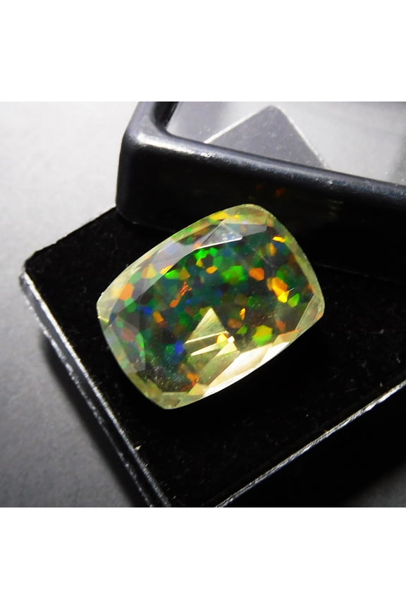 Cushion Cut 12.45 Ct Lab-Created Fire Opal Loose Gemstone For Pendant CERTIFIED