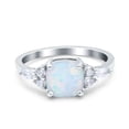 thumbnail image 1 of Cushion Cut Art Deco Ring Lab Created White Opal 925 Sterling Silver Size 7, 1 of 6
