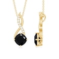 thumbnail image 1 of Rosec Jewels Natural Black Onyx Infinity Pendant Necklace with Diamond (2 Carat Cushion Cut Onyx, AAA Quality) - Ready to Gift, 14K Yellow Gold, 1 of 8
