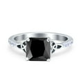 thumbnail image 1 of Cushion Cut Celtic Wedding Ring Black CZ 925 Sterling Silver Size 7, 1 of 7