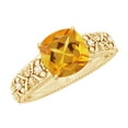 thumbnail image 1 of Rosec Jewels Cushion Cut Citrine Solitaire Ring with Diamond for Women - 8 mm, 10K Yellow Gold, US 7.50, 1 of 8