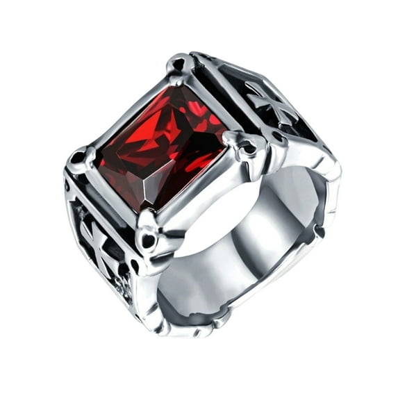 Cushion Cut Cubic Zirconia Gothic Crossed Ring Unisex Jewelry For Men Women