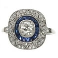 thumbnail image 1 of Cushion Cut Diamond Ring, Bezel Set Diamond Engagement Ring, Square Sapphire Halo Diamond Ring, Art Deco Cluster Diamond Wedding Ring, 925 Sterling Silver, 2.2 Ct Simulated Diamond, 1 of 5