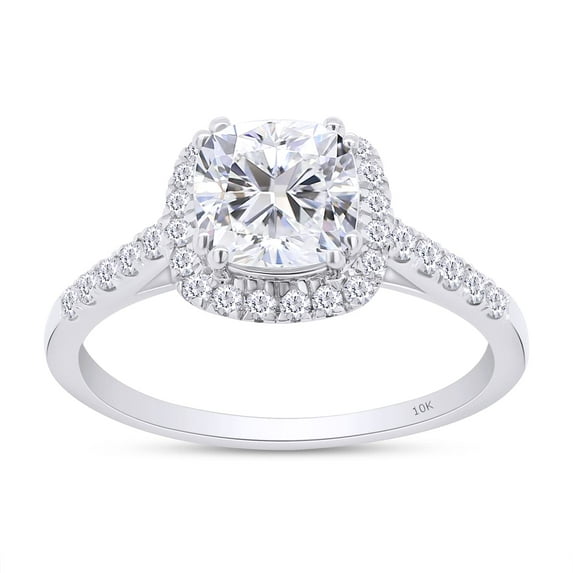 AFFY 1CT Moissanite Diamond Halo Engagement Ring Cathedral Set in 10K White Gold-8
