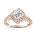 thumbnail image 1 of Cushion Cut Lab Created Moissanite Diamond Vintage Floral Design Engagement Wedding Ring In 14K Rose Gold Over Sterling Silver(VVS1/G-H,1 Cttw)-7.5, 1 of 7