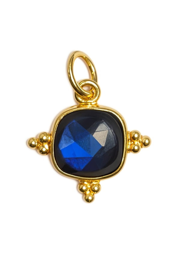 Cushion Cut Blue Labradorite Pendant, Silver
