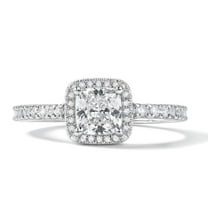 Cushion Cut Moissanite Engagement Ring - Bridal Set - Diamond Ring - 18k White Gold Over Silver