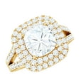 thumbnail image 1 of Rosec Jewels Moissanite Cushion Cut Engagement Ring (D-VS1 Quality Certified) - Vintage Style Double Halo Ring for Women, 10K Yellow Gold, US 9.00, 1 of 8