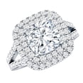 thumbnail image 1 of Rosec Jewels Moissanite Cushion Cut Engagement Ring (D-VS1 Quality Certified) - Vintage Style Double Halo Ring for Women, 925 Sterling Silver, US 4.00, 1 of 7