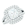thumbnail image 1 of Rosec Jewels Moissanite Cushion Cut Engagement Ring (D-VS1 Quality Certified) - Vintage Style Double Halo Ring for Women, 925 Sterling Silver, US 4.00, 1 of 7
