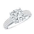 thumbnail image 1 of Rosec Jewels Cushion Cut Moissanite Engagement Ring with Side Stones (8 mm, 3 Carat, D-VS1 Quality Certified) - with Jewelry Box, 10K White Gold, US 3.50, 1 of 8