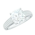 thumbnail image 1 of Rosec Jewels Cushion Cut Moissanite Engagement Ring with Side Stones (8 mm, 3 Carat, D-VS1 Quality Certified) - with Jewelry Box, 10K White Gold, US 3.50, 1 of 9