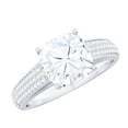thumbnail image 1 of Rosec Jewels Cushion Cut Moissanite Engagement Ring with Side Stones (8 mm, 3 Carat, D-VS1 Quality Certified) - with Jewelry Box, 925 Sterling Silver, US 4.00, 1 of 8