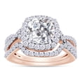 thumbnail image 1 of AFFY Moissanite Diamond Halo Ring Twist Split Shank Engagement Bridal Ring Set 14K Rose Gold Over Silver-7.5, 1 of 7
