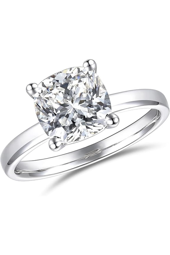 Cushion Cut Moissanite Ring 3 Ct Engagement Ring Solitaire White Gold Ring Special Christmas Gift