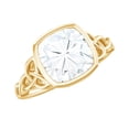 thumbnail image 1 of Rosec Jewels Certified Moissanite Cushion Cut Engagement Ring 3 Ct - Celtic Knot Ring Bezel Set - 8 mm - D-VS1 Quality, 10K Yellow Gold, US 12.00, 1 of 8