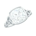 thumbnail image 1 of Rosec Jewels Certified Moissanite Cushion Cut Engagement Ring 3 Ct - Celtic Knot Ring Bezel Set - 8 mm - D-VS1 Quality, 925 Sterling Silver, US 10.00, 1 of 8