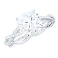 thumbnail image 1 of Rosec Jewels Cushion Cut Moissanite Ring for Engagement - Designer Ring (8 mm, 3 Carat, D-VS1 Quality Certified), 10K White Gold, US 5.00, 1 of 8