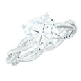thumbnail image 1 of Rosec Jewels Cushion Cut Moissanite Ring for Engagement - Designer Ring (8 mm, 3 Carat, D-VS1 Quality Certified), 10K White Gold, US 8.00, 1 of 8