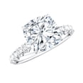 thumbnail image 1 of Rosec Jewels Cushion Cut Moissanite Solitaire Engagement Ring with Side Stones (3 Carat, D-VS1 Quality) - Jewelry Box Included, 14K White Gold, US 10.00, 1 of 8