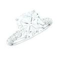 thumbnail image 1 of Rosec Jewels Cushion Cut Moissanite Solitaire Engagement Ring with Side Stones (8 mm, 3 ct), 14K White Gold, US 7.00, 1 of 8