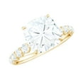 thumbnail image 1 of Rosec Jewels Cushion Cut Moissanite Solitaire Engagement Ring with Side Stones (8 mm, 3 ct), 14K Yellow Gold, US 10.00, 1 of 8