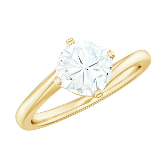 Rosec Jewels Moissanite Cushion Cut Engagement Ring 1 Ct - 6 mm - D-VS1 Grade Bypass Ring Moissanite, 10K Yellow Gold, US 8.00