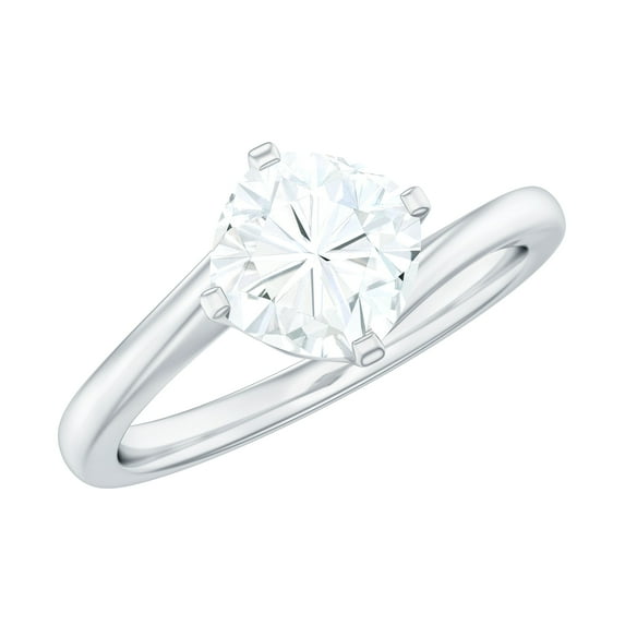 Rosec Jewels Moissanite Cushion Cut Engagement Ring 1 Ct - 6 mm - D-VS1 Grade Bypass Ring Moissanite, 18K White Gold, US 7.00