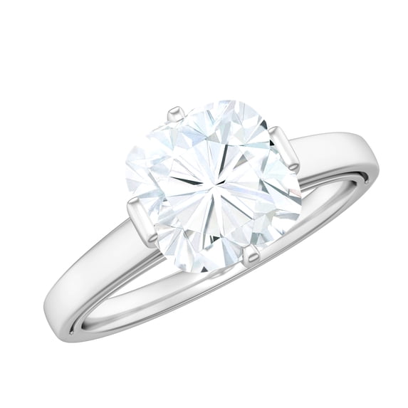 Rosec Jewels Certified Moissanite Solitaire Engagement Ring 3 Carat - 8 mm Cushion Cut Ring for Women - D-VS1 Grade, 925 Sterling Silver, US 6.00