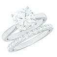 thumbnail image 1 of Rosec Jewels Moissanite Wedding Ring Set of 2 - Cushion Cut Engagement Ring with Enhancer - 8 mm - D-VS1 Grade, 18K White Gold, US 5.50, 1 of 9