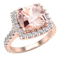 thumbnail image 1 of Cushion Cut Pink Morganite Halo Engagement Ring 14K Rose Gold 2.70 carat, 1 of 5