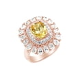 thumbnail image 1 of AFFY Cushion Cut Simulated Citrine & White Cubic Zirconia Floral Engagement Ring In 925 Sterling Silver (6.44 cttw) Ring Size-5, 1 of 1