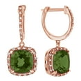 thumbnail image 1 of Cushion Cut Simulated Peridot With Natural Diamond Dangle Drop Earrings In 14K Solid Rose Gold, 1 of 1