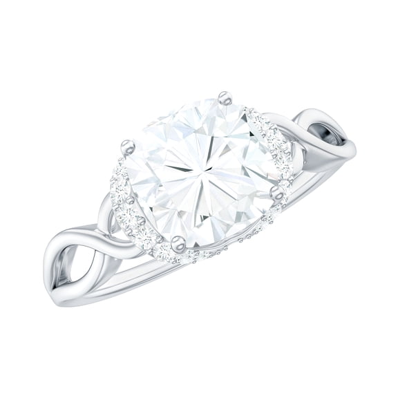 Rosec Jewels Certified Moissanite Cushion Cut Engagement Ring - Infinity Ring - 8 mm - 3 Ct - D-VS1 Quality, 18K White Gold, US 10.50