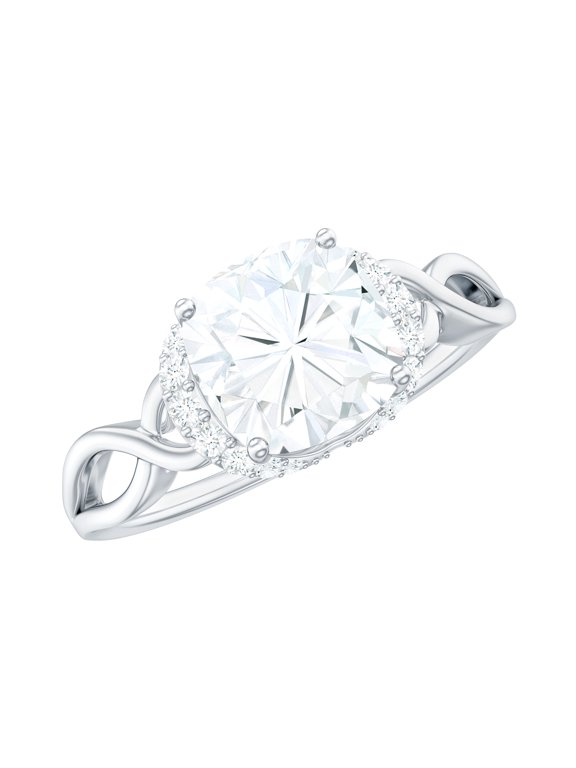 Certified Moissanite Cushion Cut Engagement Ring - Infinity Ring - 8 mm - 3 Ct - D-VS1 Quality, 925 Sterling Silver, US 4.00