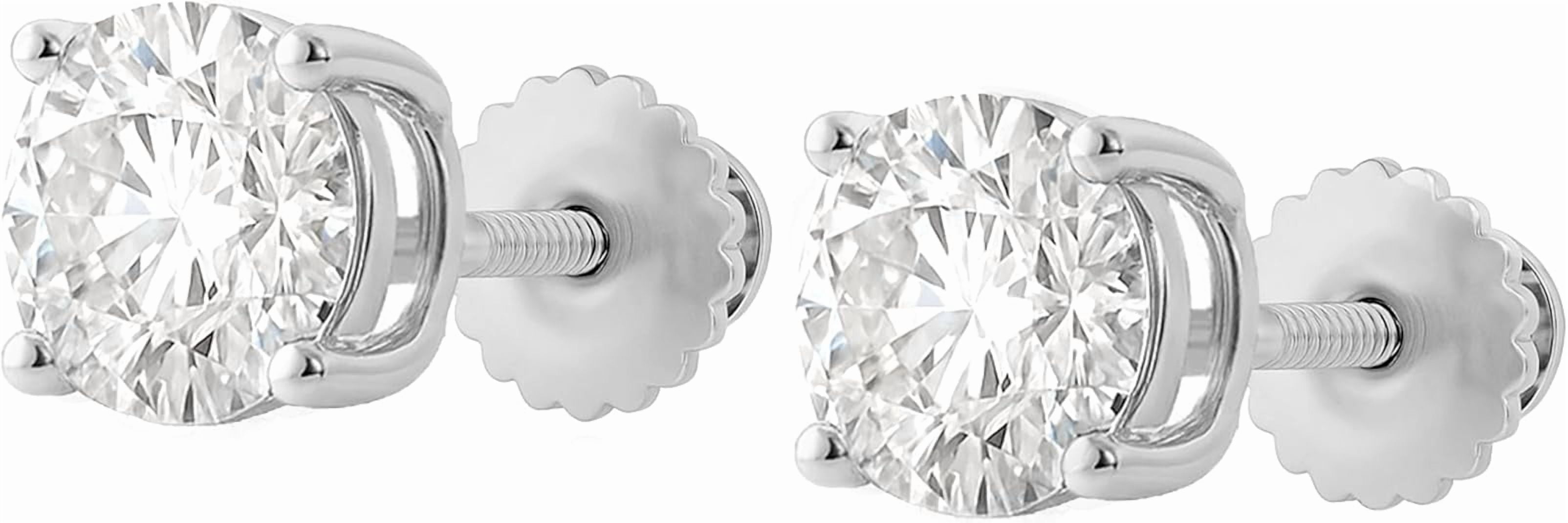 14K Solid White Gold Lab Grown Moissanite Cushion Cut Stud Earrings | 4x4mm | 0.66 CTW | Screw Back | Luxury Fine Jewelry Gift for Women | by Jewelaura