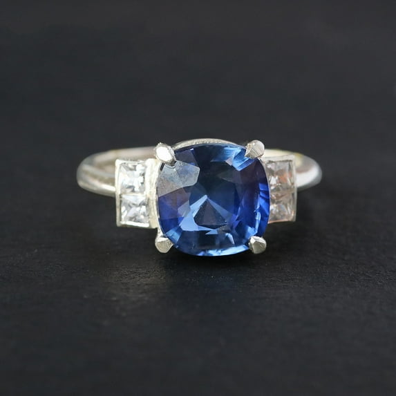 Cushion Cut Tanzanite Ring, 925 Sterling Silver Engagement Ring, Princess Diamond Ring, Handmade Jewelry, Anniversary Gift, Proposal Ring