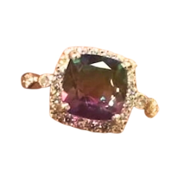 Cushion Cut Watermelon Tourmaline Doublet Ring 925 Sterling Silver Vibrant Multicolor Gemstone Jewelry for Women Elegant and Unique Ring Black Vermeil 4.5